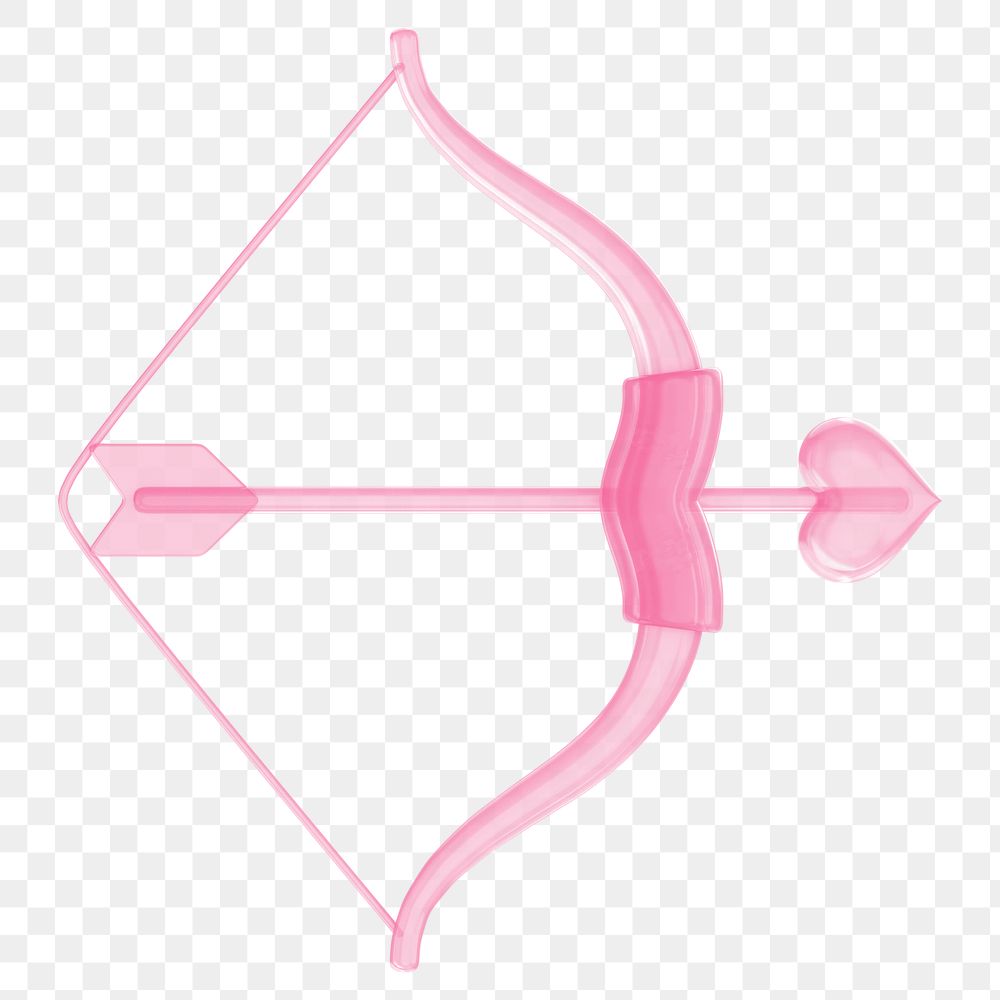 Pink Cupid arrow bow png 3D element, transparent background