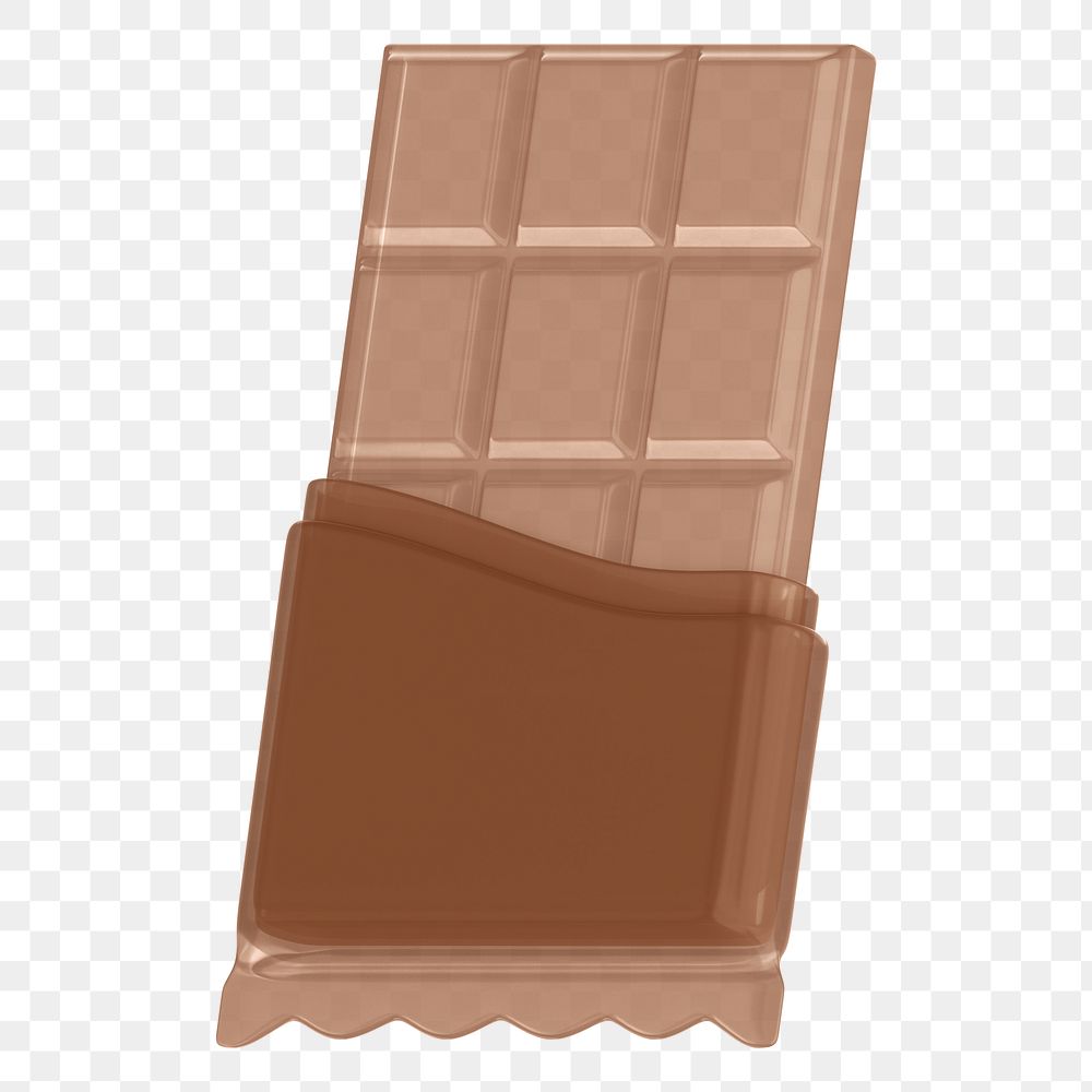 Chocolate bar png food, 3D illustration, transparent background