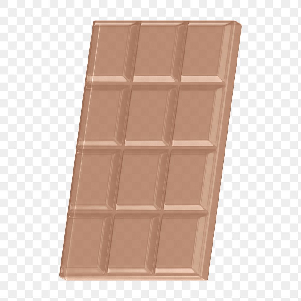 Chocolate bar png food, 3D illustration, transparent background