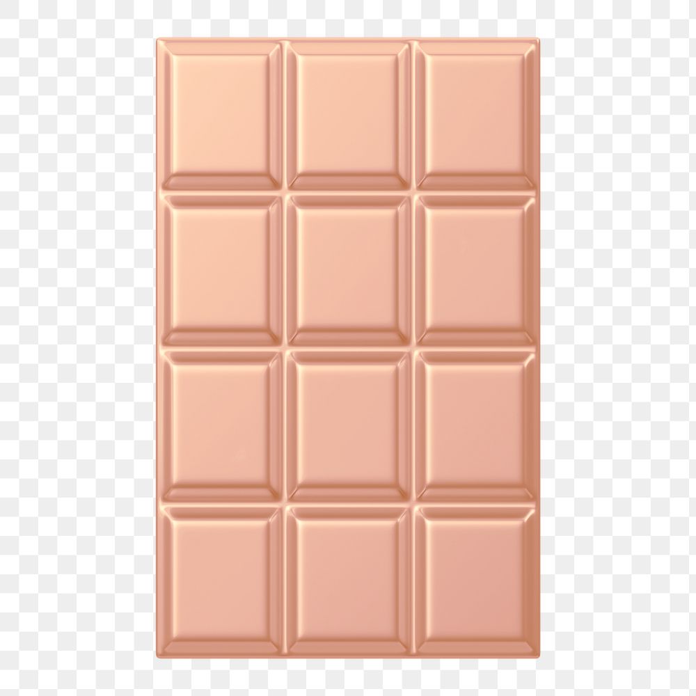 Rose gold chocolate bar png food, 3D illustration, transparent background