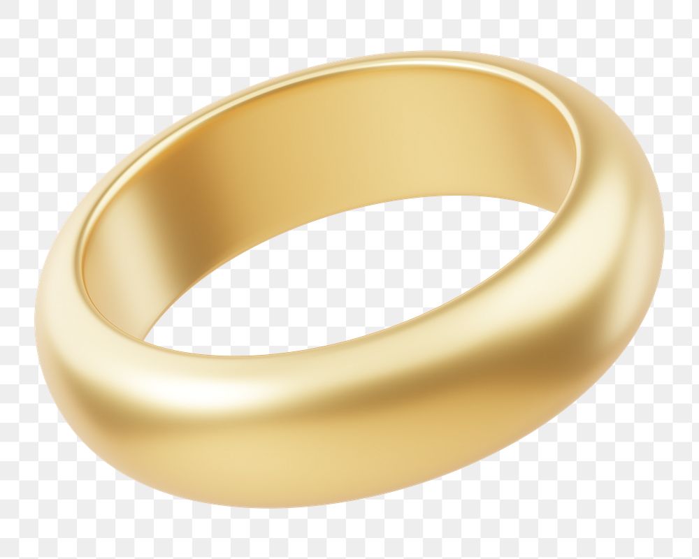Gold wedding ring png 3D jewelry element, transparent background