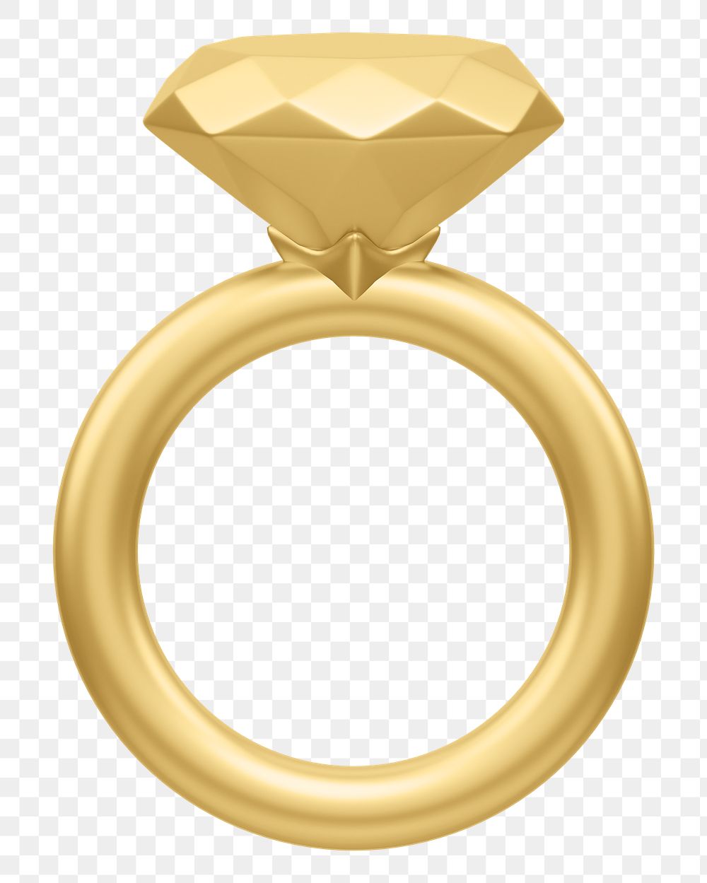 Gold diamond ring png 3D jewelry, transparent background