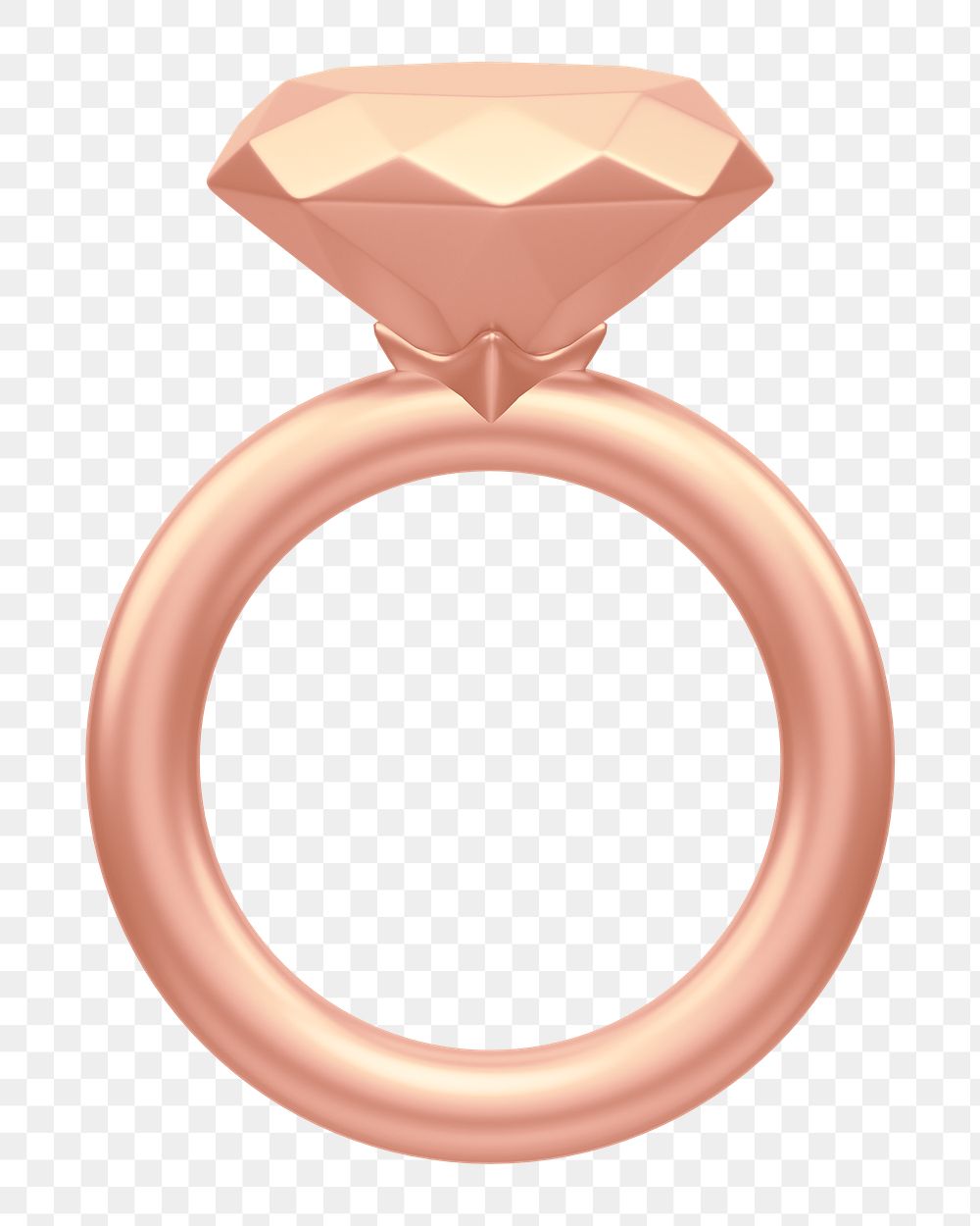 Copper diamond ring png 3D jewelry, transparent background