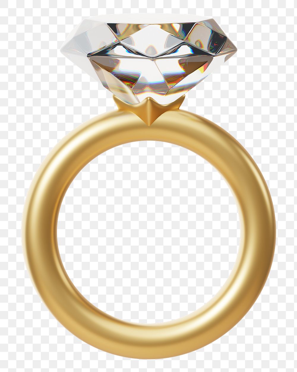 Gold diamond ring png 3D jewelry, transparent background