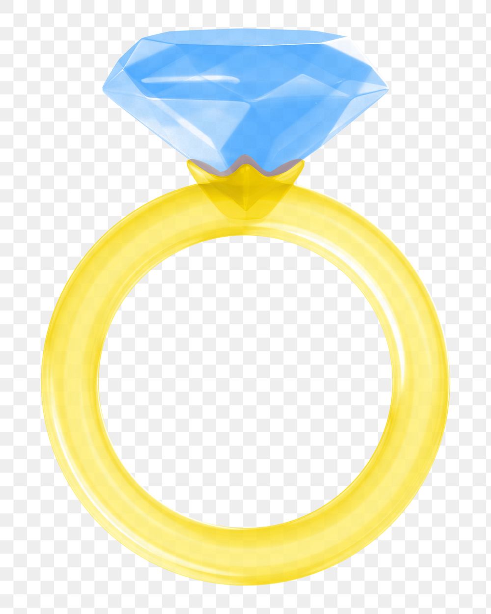 Blue diamond ring png 3D jewelry, transparent background