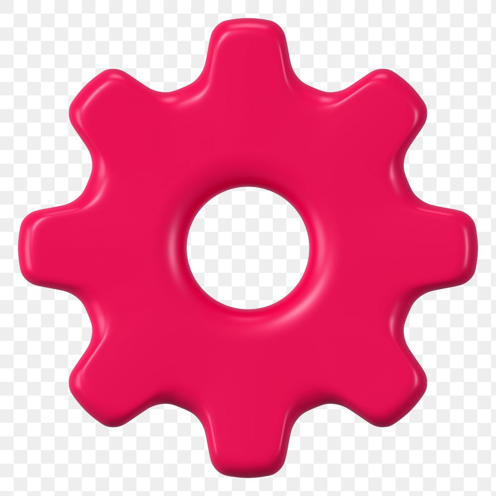 Pink cogwheel png 3D element, transparent background