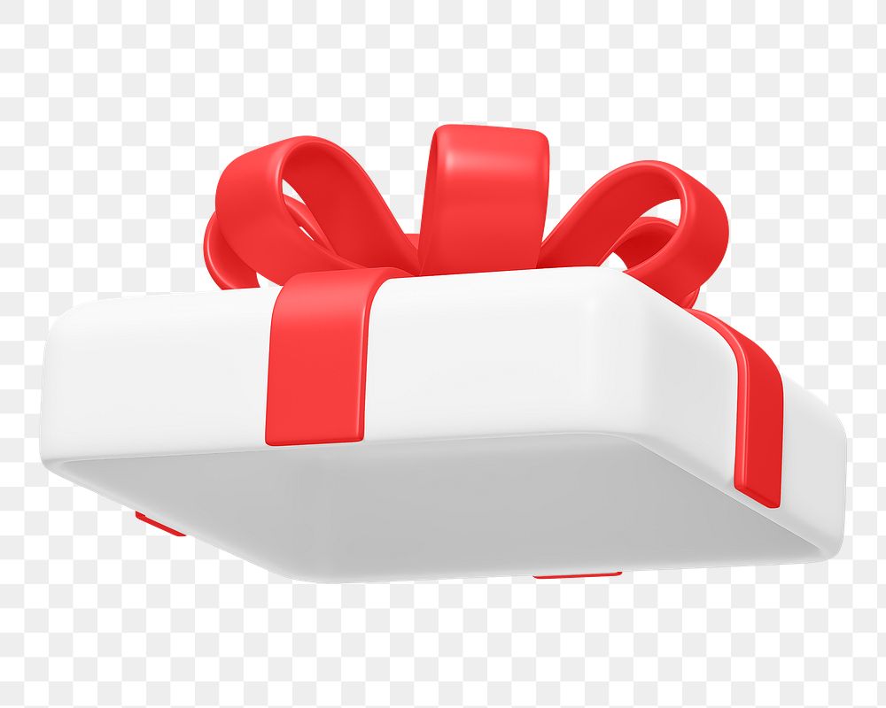 White gift box lid png 3D element, transparent background