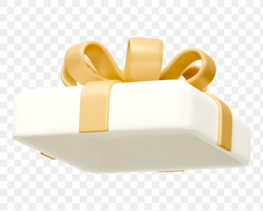 White gift box lid png 3D element, transparent background