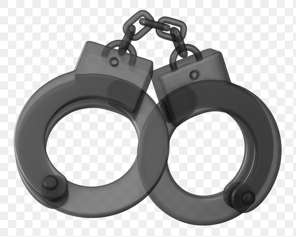 Black handcuffs png 3D element, transparent background