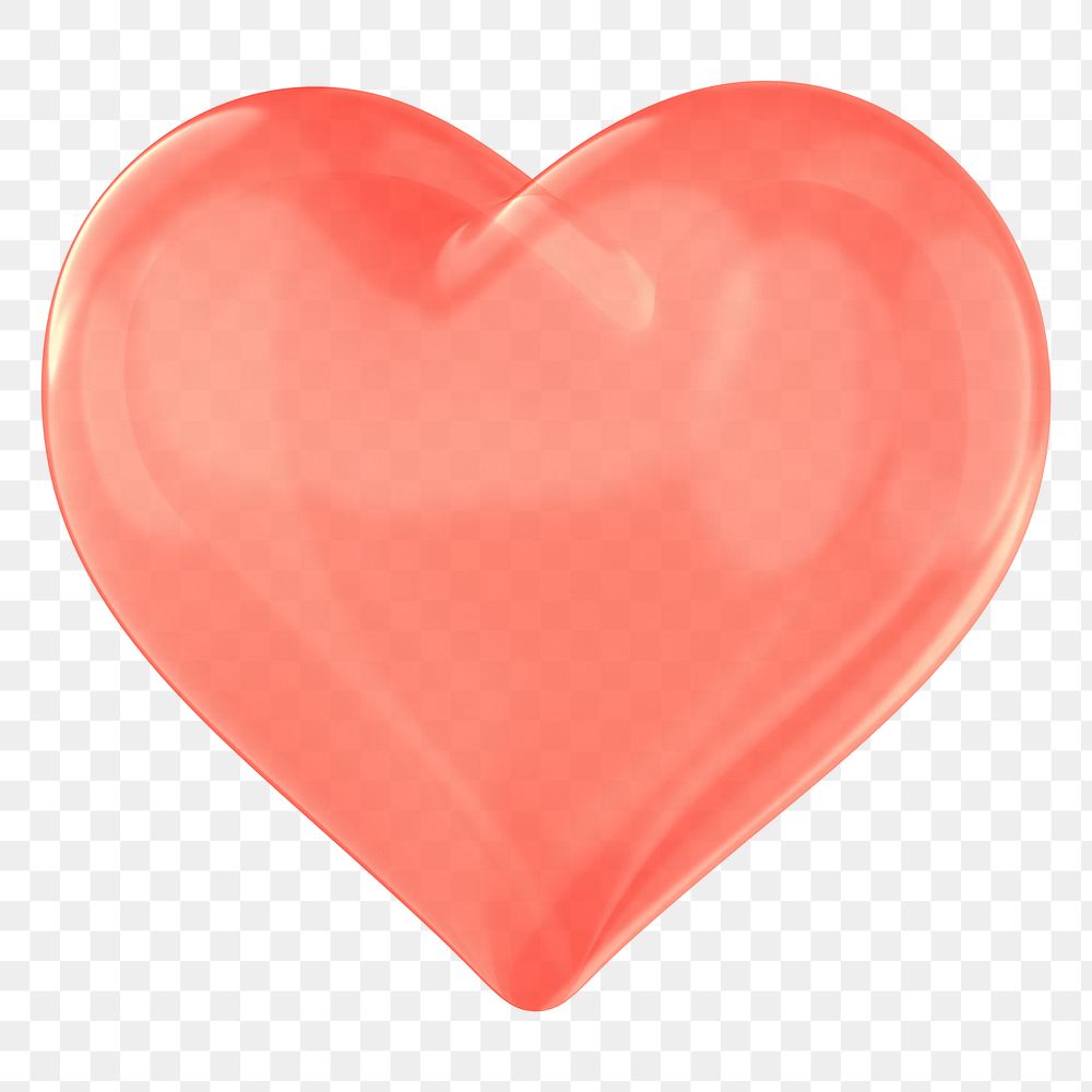 Red heart png 3D element, transparent background