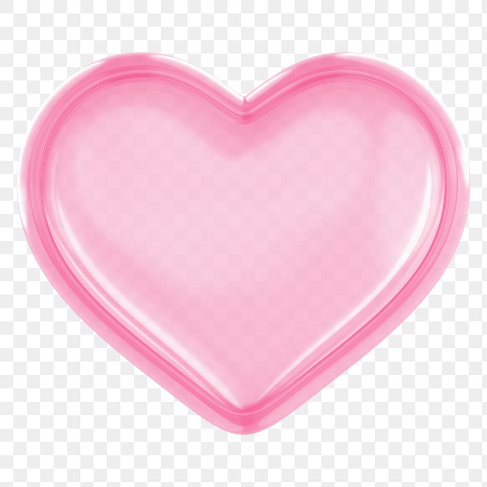 Pink heart png 3D element, transparent background