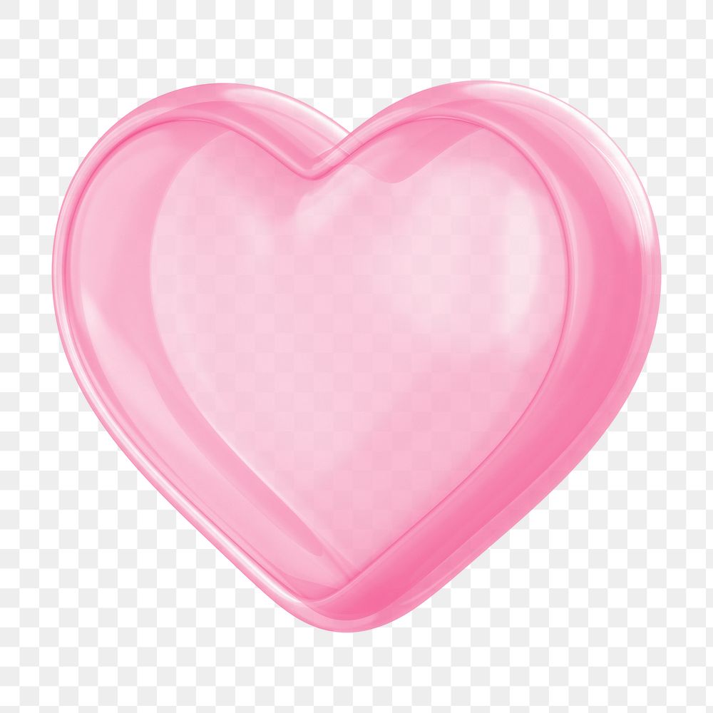 Pink heart png 3D element, transparent background