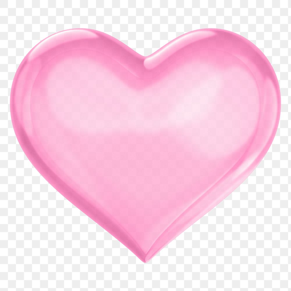 Pink heart png 3D element, transparent background