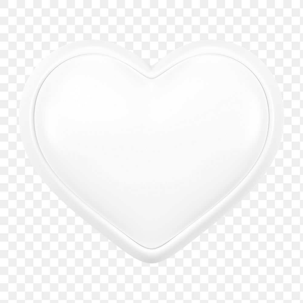 White heart png 3D element, transparent background