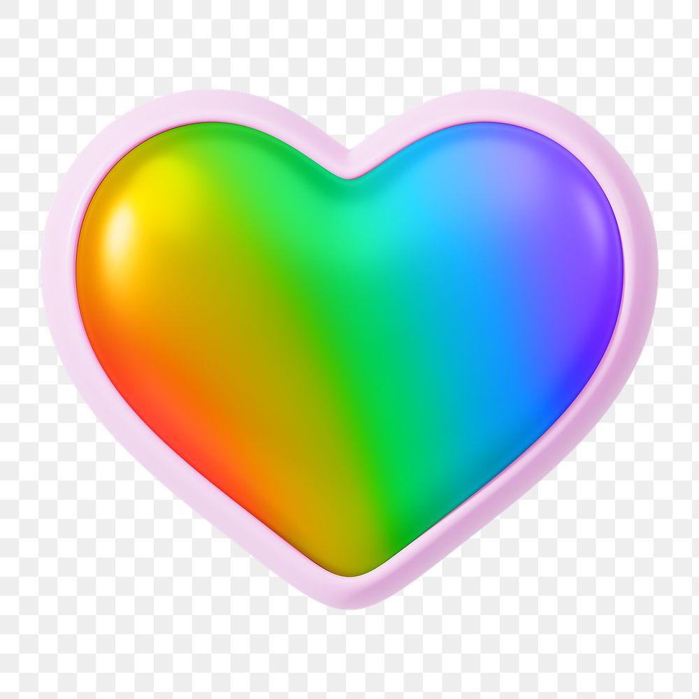 LGBTQ rainbow heart png 3D element, transparent background