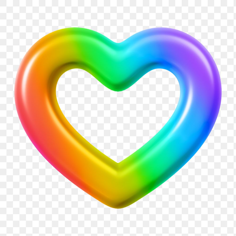 LGBTQ rainbow heart png 3D element, transparent background