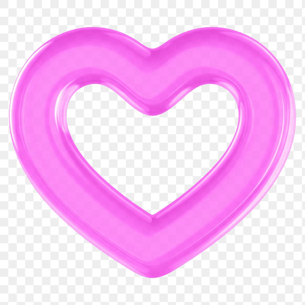 Pink heart png 3D element, transparent background