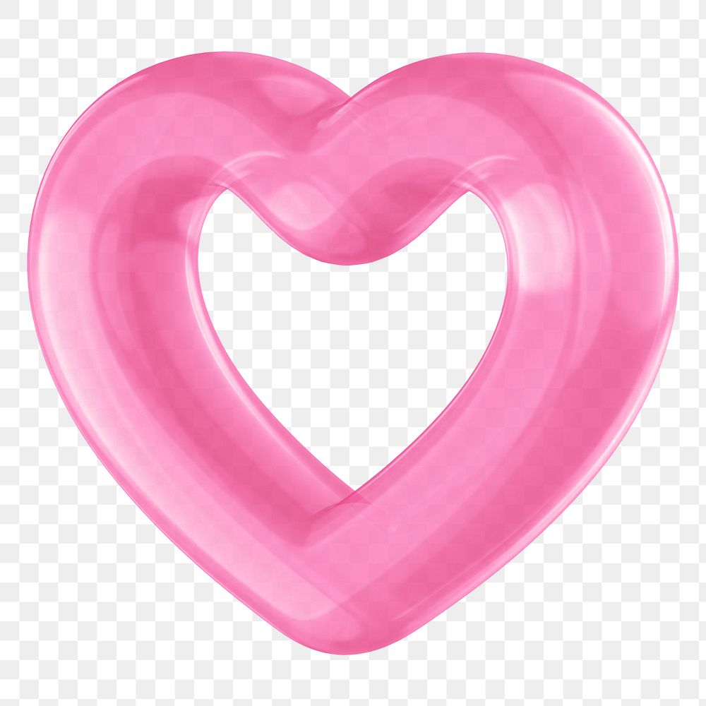 Pink heart png 3D element, transparent background