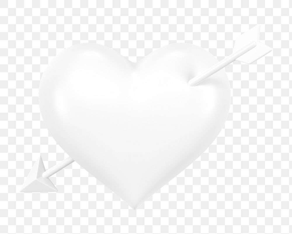 White arrow png through heart, transparent background