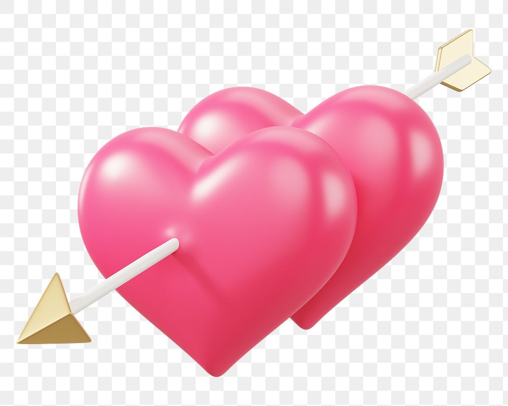 Pink arrow png through heart, transparent background