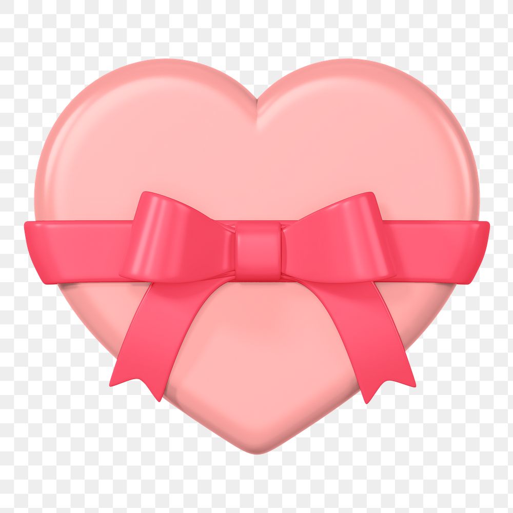 Pink heart box png, 3D Valentine's gift, transparent background