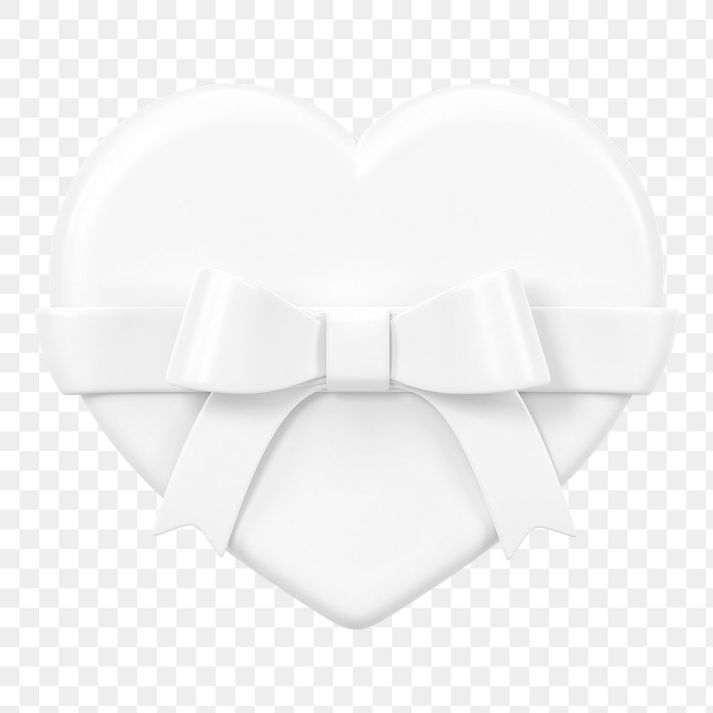 White heart box png, 3D Valentine's gift, transparent background