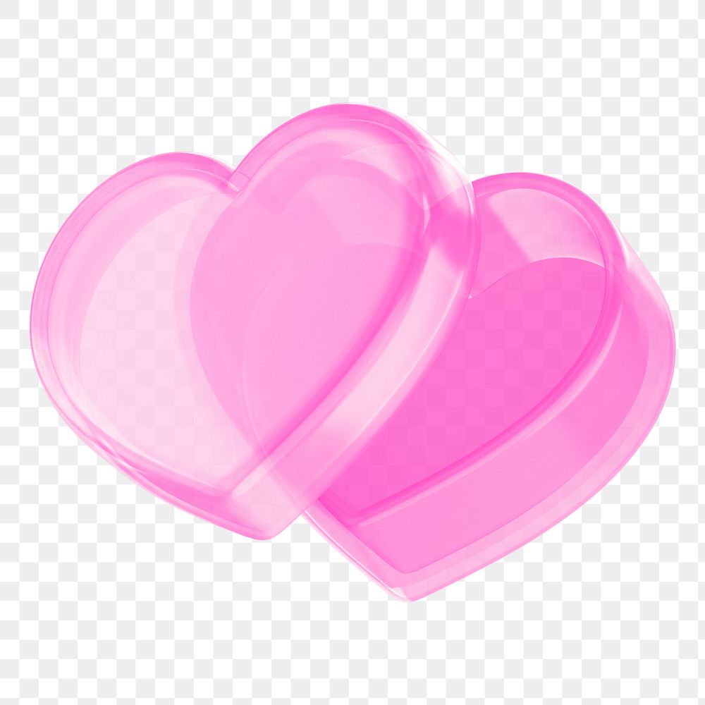 Pink heart box png, 3D Valentine's gift, transparent background