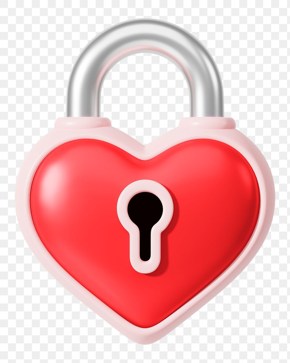 Red heart padlock png 3D element, transparent background