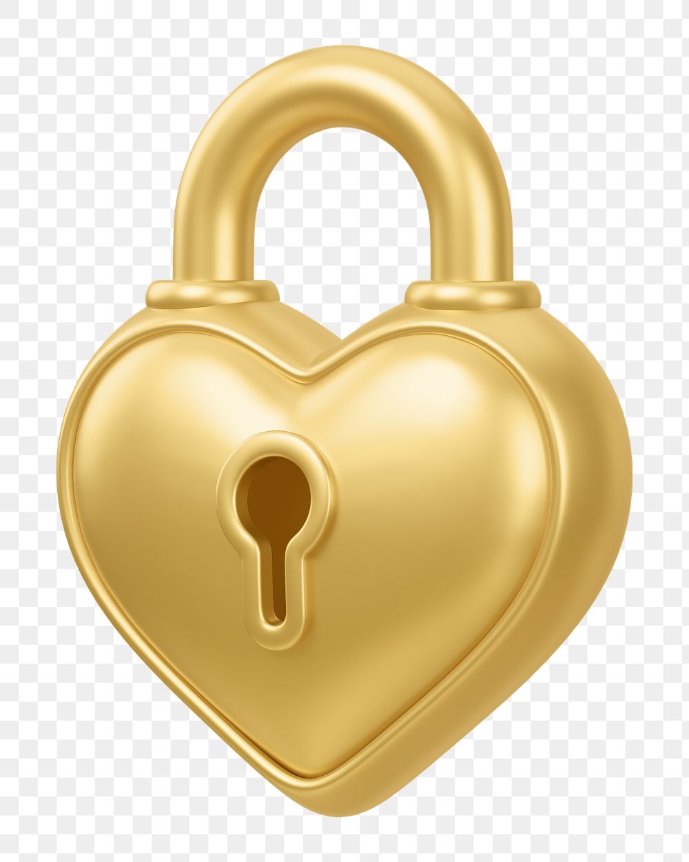 Golden heart padlock png 3D element, transparent background