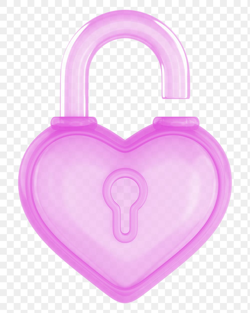 Pink heart padlock png 3D element, transparent background