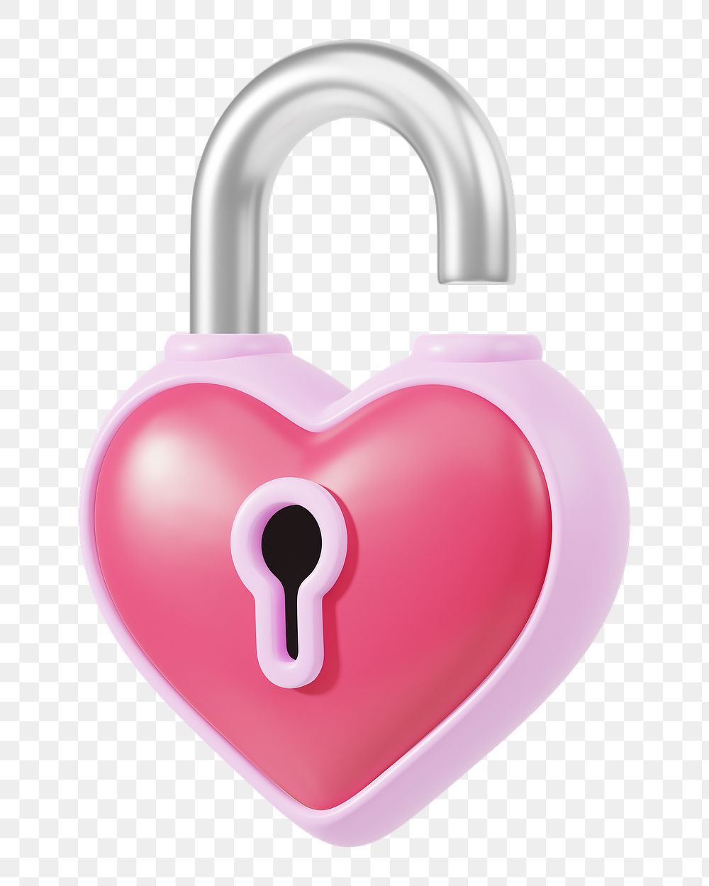 Pink heart padlock png 3D element, transparent background