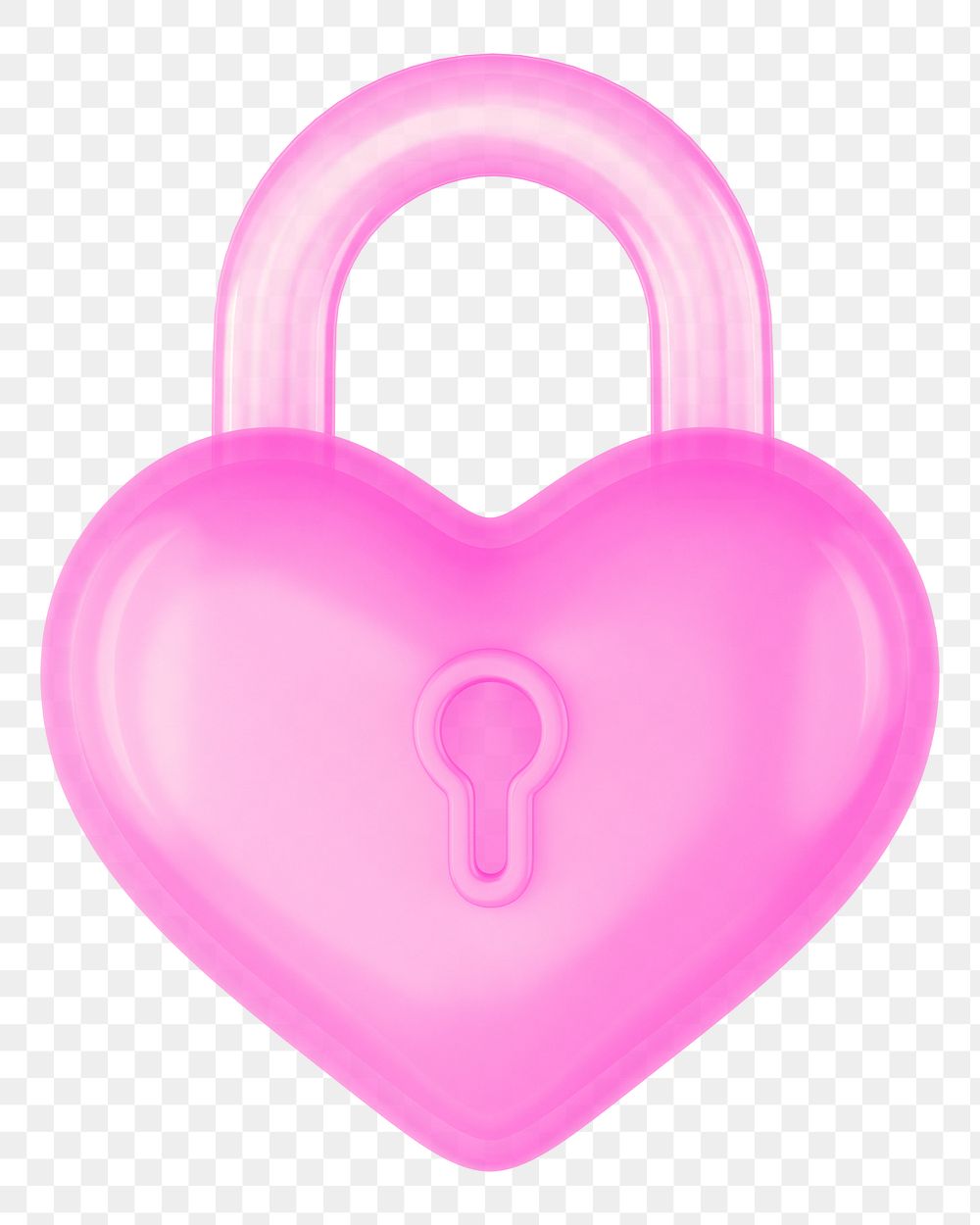 Pink heart padlock png 3D element, transparent background