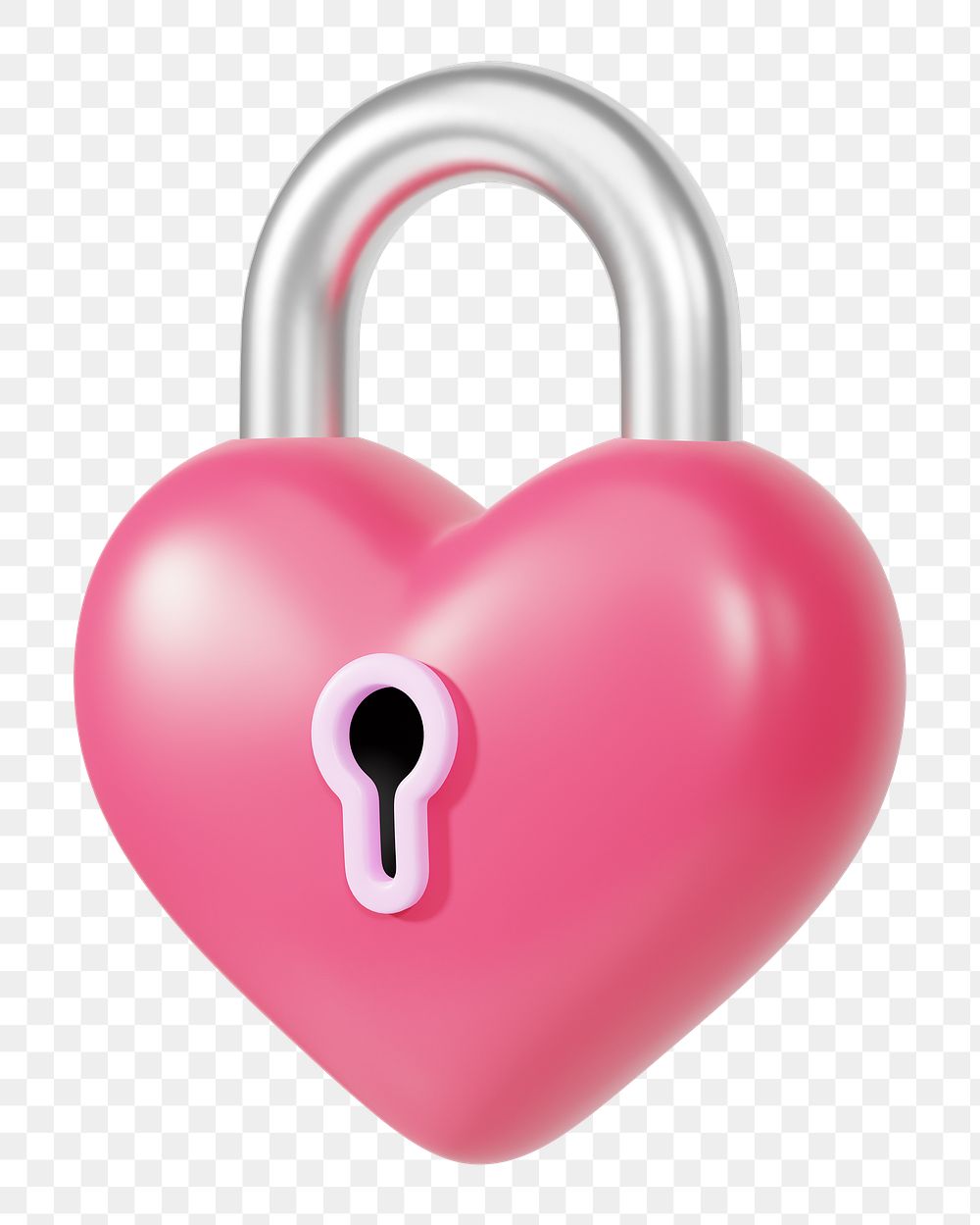 Pink heart padlock png 3D element, transparent background