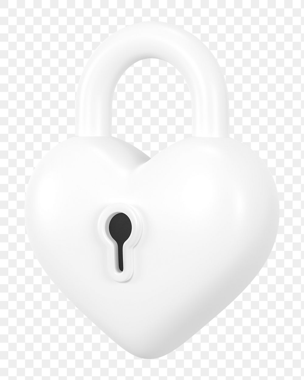 White heart padlock png 3D element, transparent background