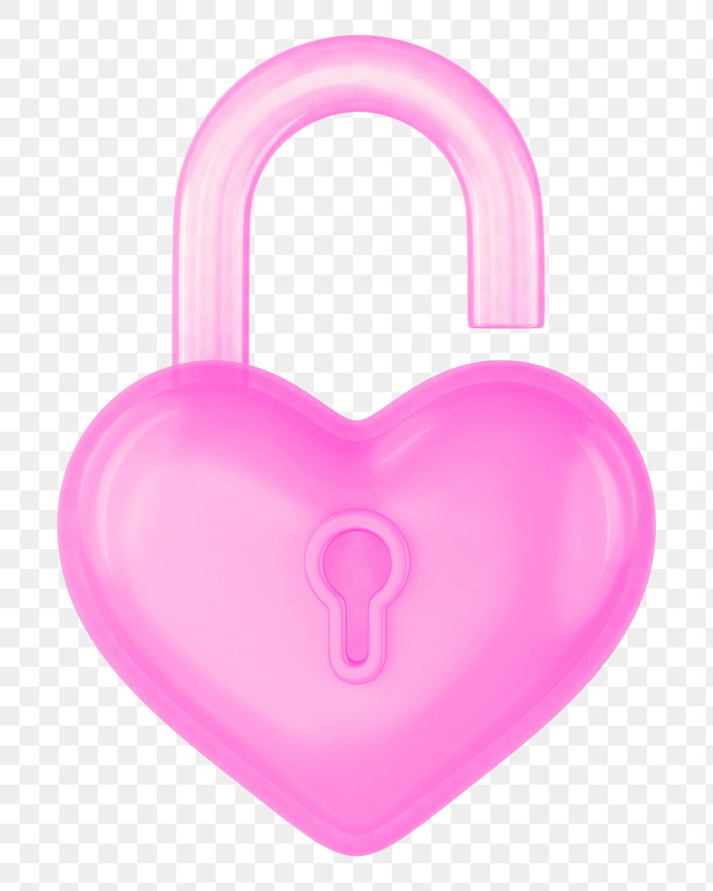 Pink heart padlock png 3D element, transparent background