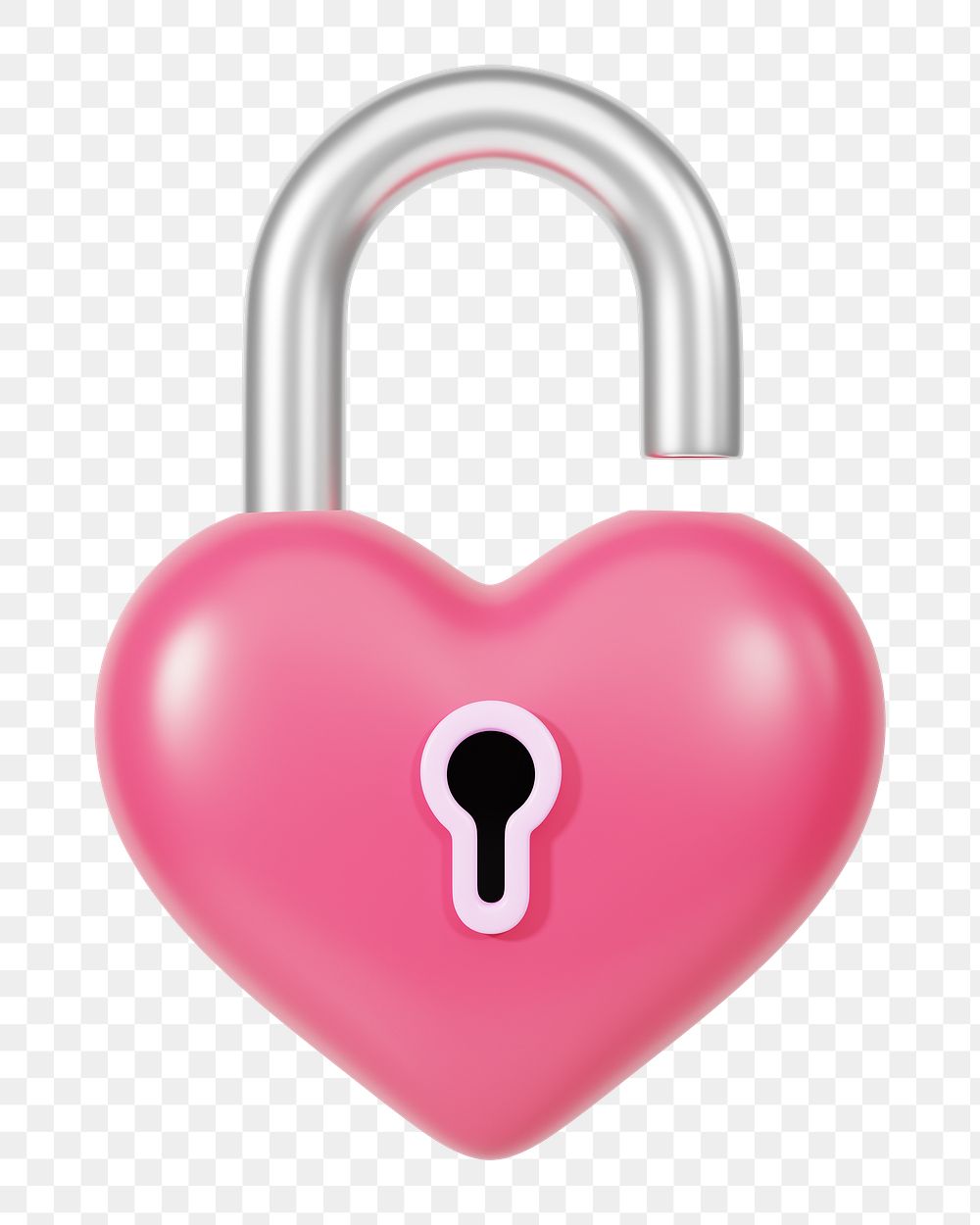 Pink heart padlock png 3D element, transparent background