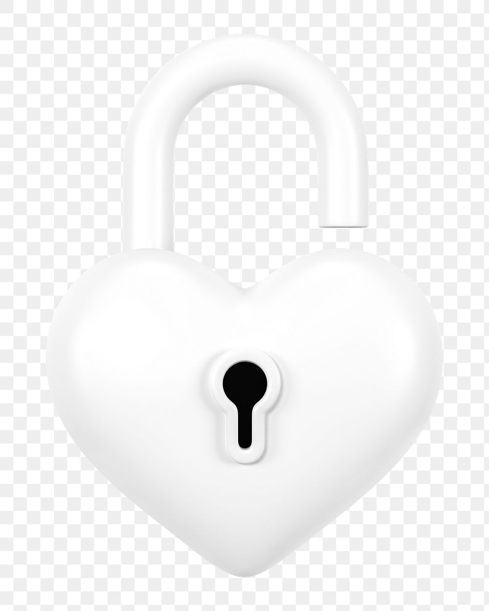 White heart padlock png 3D element, transparent background