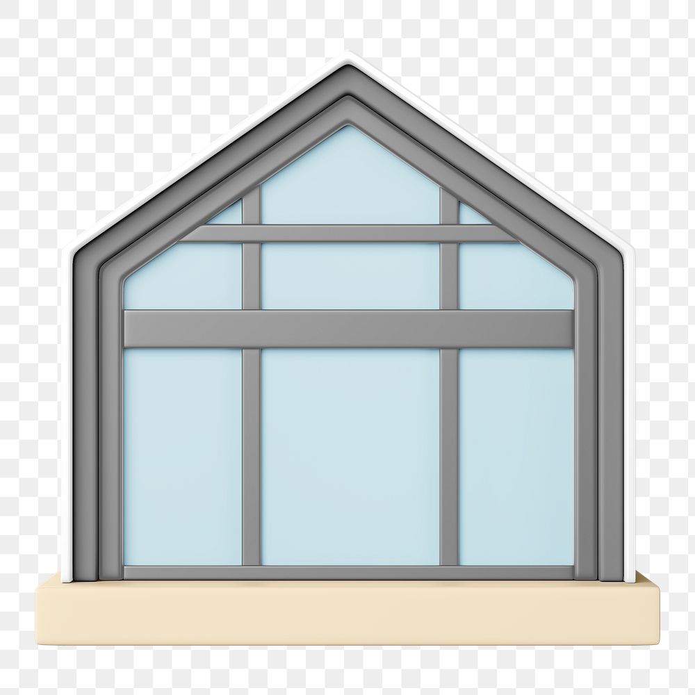 Simple house model png, 3D illustration, transparent background