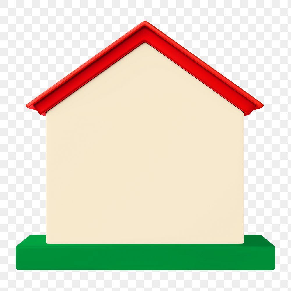 Simple house model png, 3D illustration, transparent background