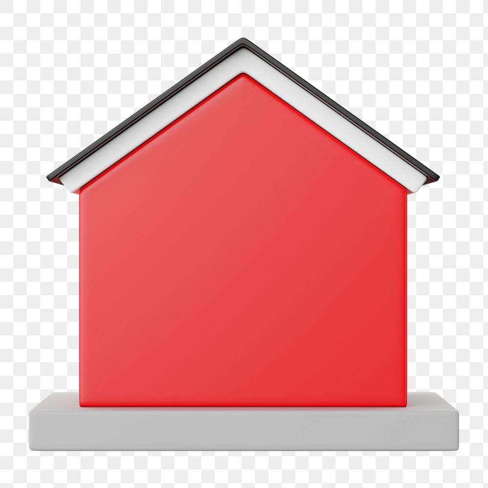 Red house model png, 3D illustration, transparent background
