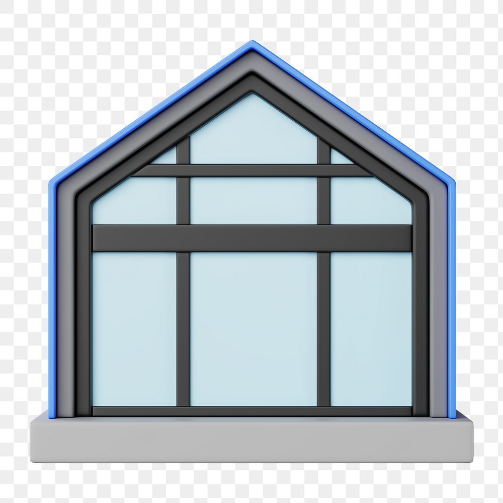 Simple house model png, 3D illustration, transparent background