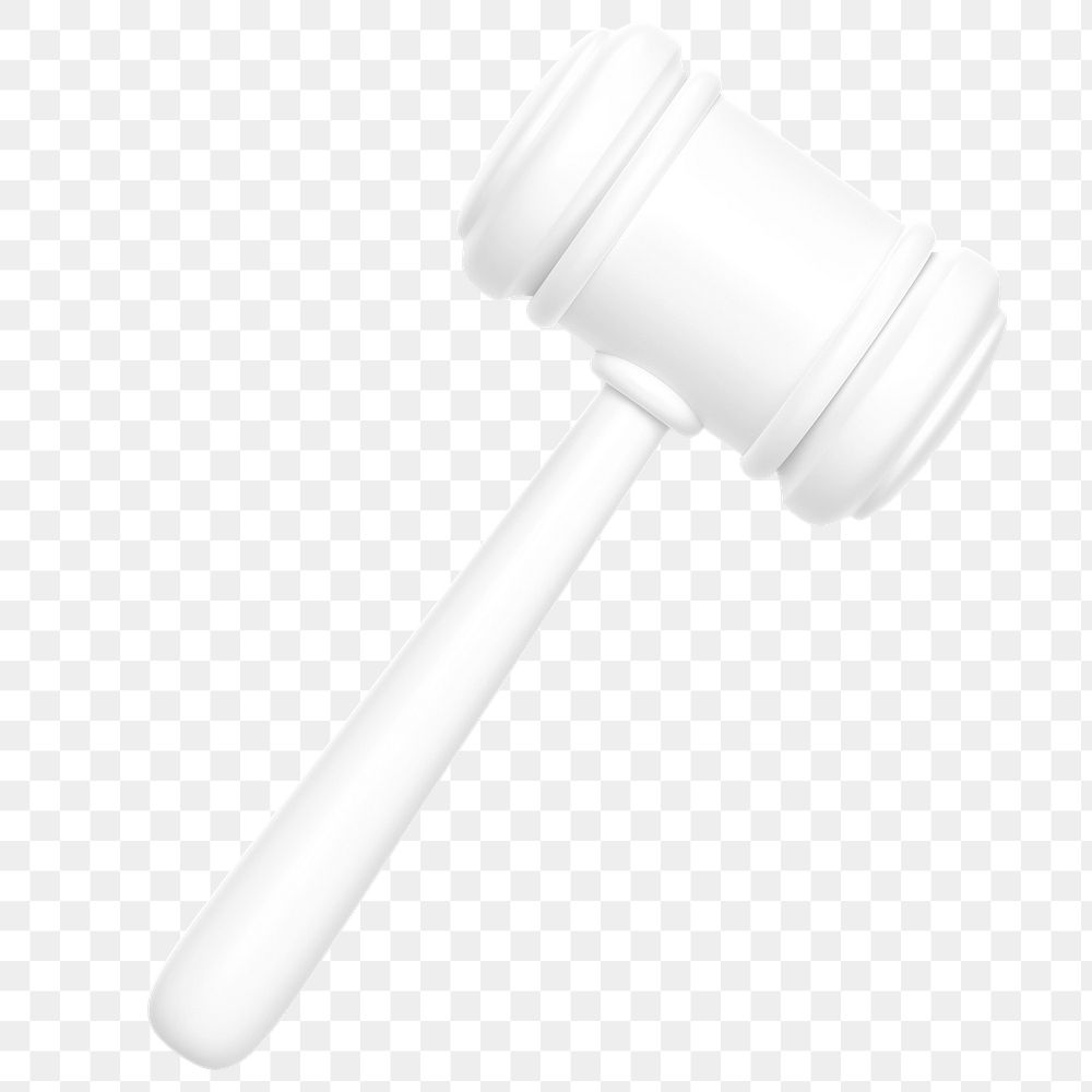 White gavel png 3D element, transparent background