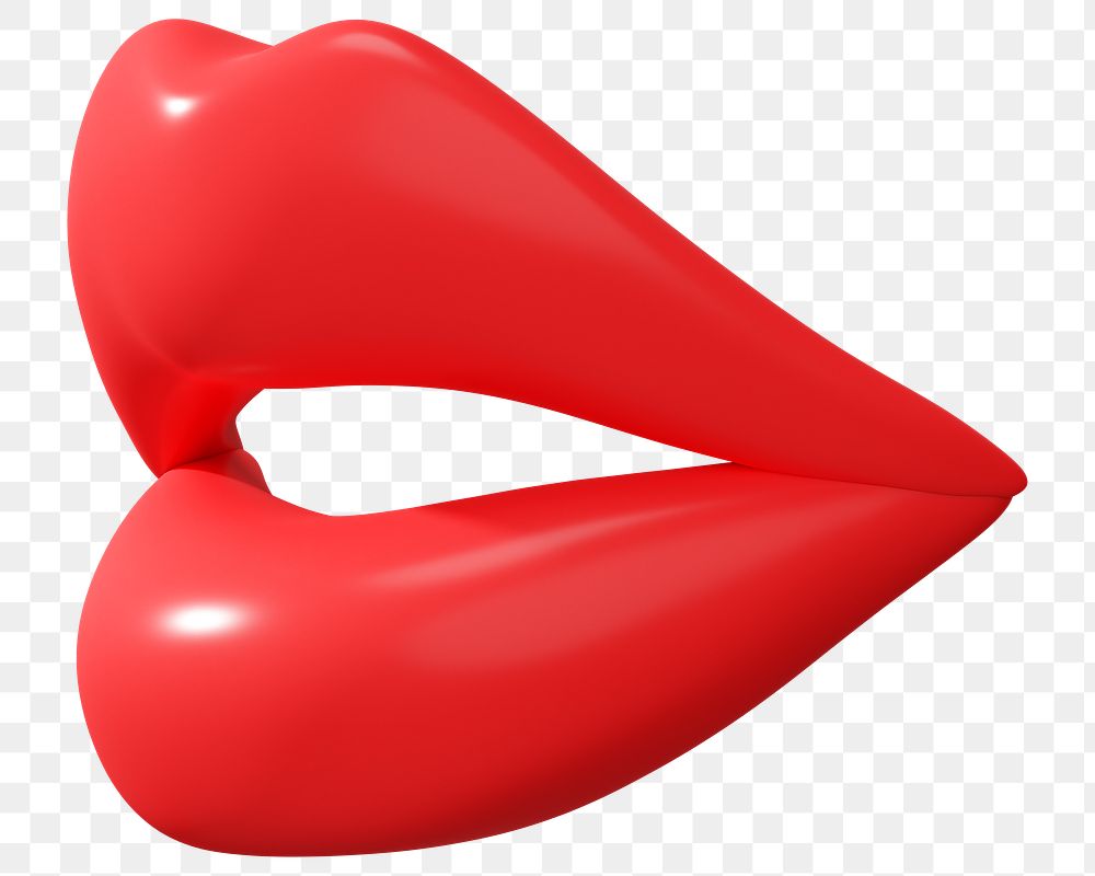 Red woman's lips png 3D element, transparent background