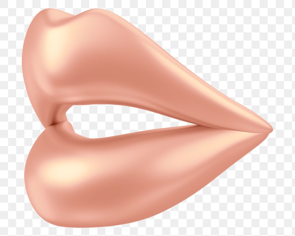 Rose gold woman's lips png 3D element, transparent background