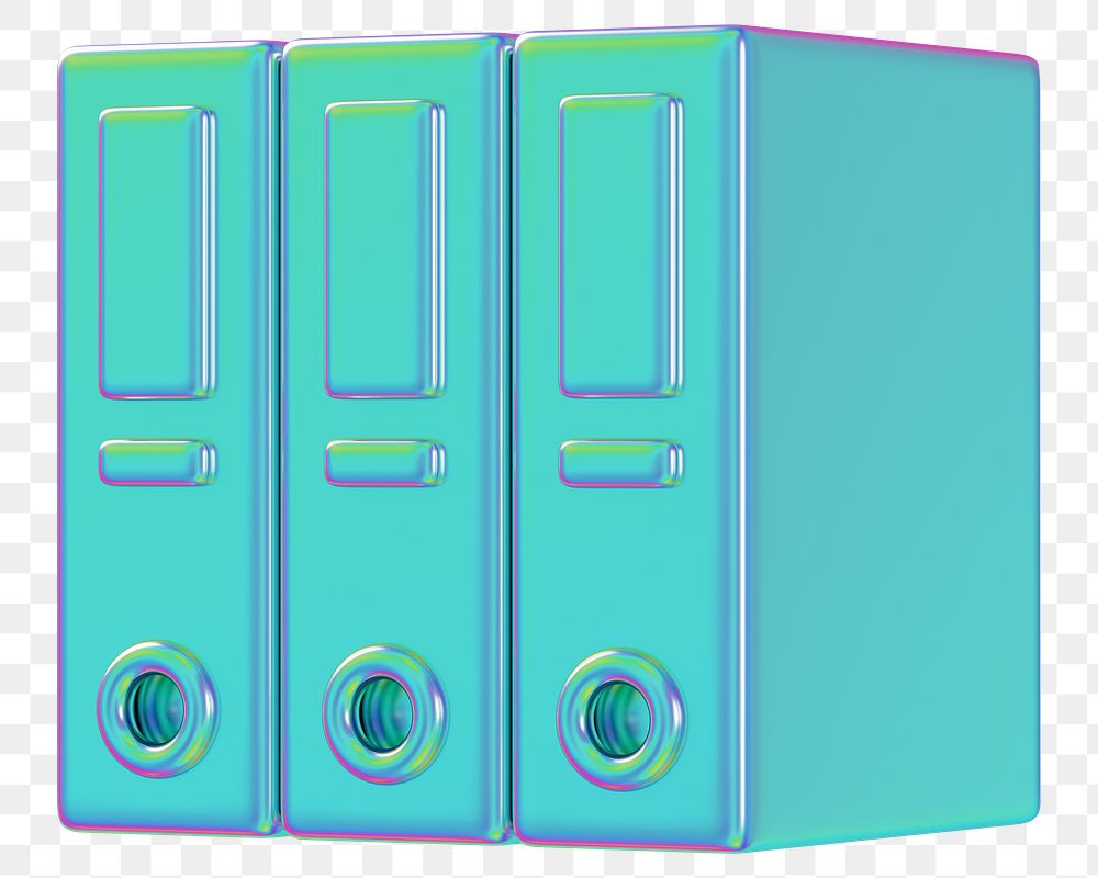 Holographic  stacked folders png 3D element, transparent background