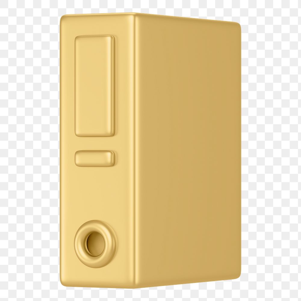 Gold folder png 3D element, transparent background