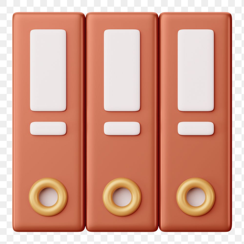 Brown stacked folders png 3D element, transparent background