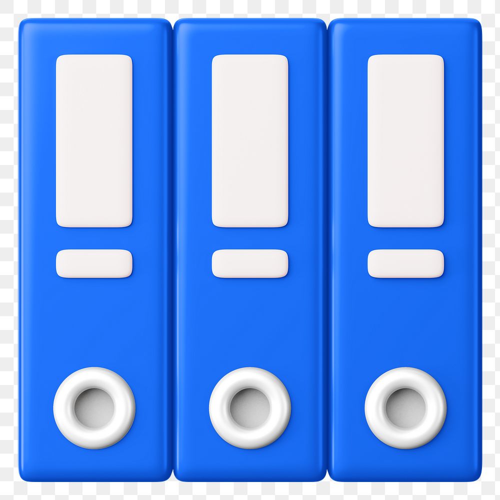 Blue stacked folders png 3D element, transparent background