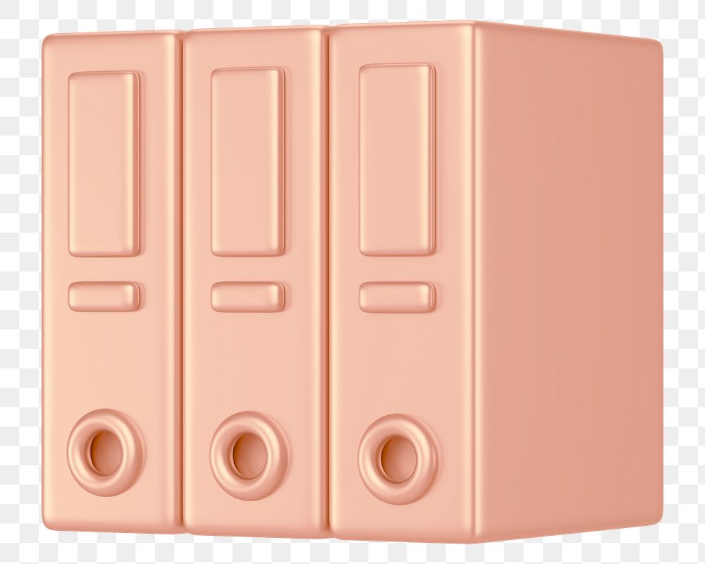 Rose gold stacked folders png 3D element, transparent background