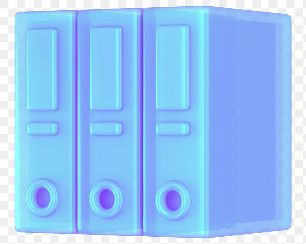 Blue stacked folders png 3D element, transparent background